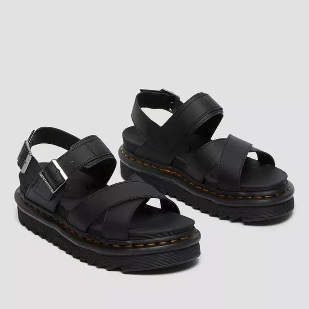 DR. MARTENS Women's Voss II Leather Strap Sandals Size 7 In Black - Picture 8 of 8